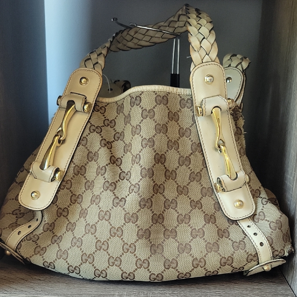 Gucci Pelham Beige and Brown Gg Monogram Shoulder Bag